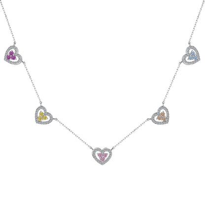 [Raffine]Sparkling Five Heart Necklace
