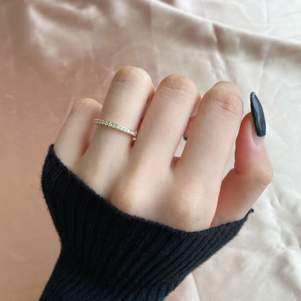 [Raffine] Anillo diario delicado y brillante de corte redondo