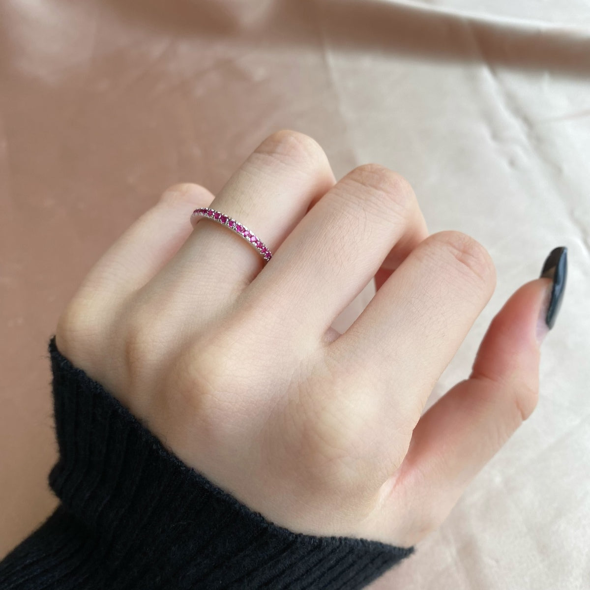 [Raffine] Anillo diario delicado y brillante de corte redondo