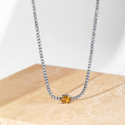 [Raffine]1.0 Carat Shining Oval Cut Necklace