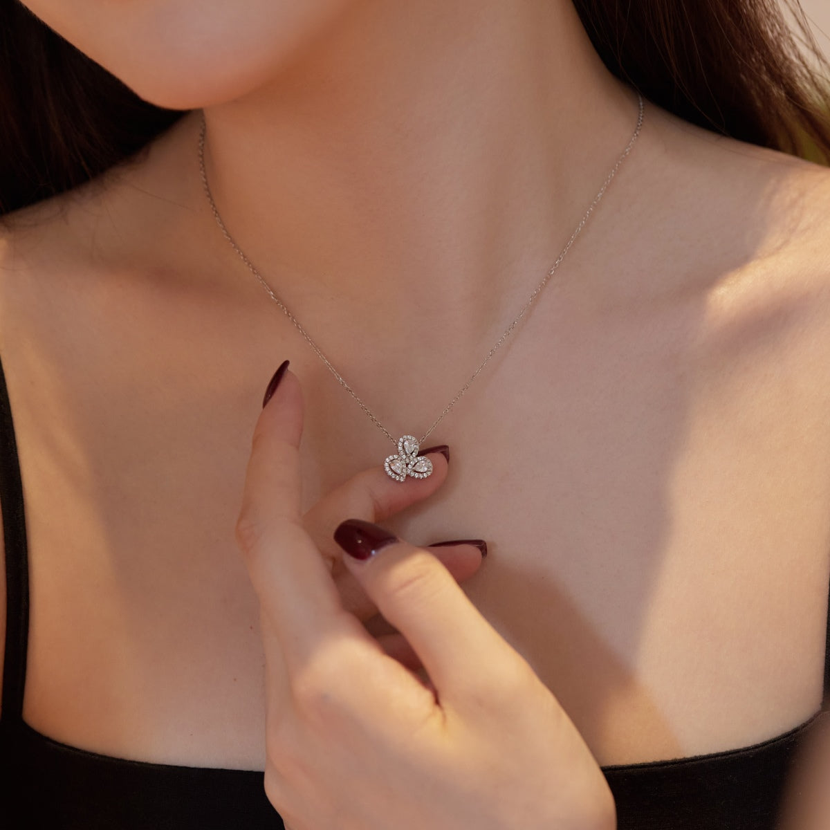 [Raffine]Elegant Flower Shape Pear Cut Necklace