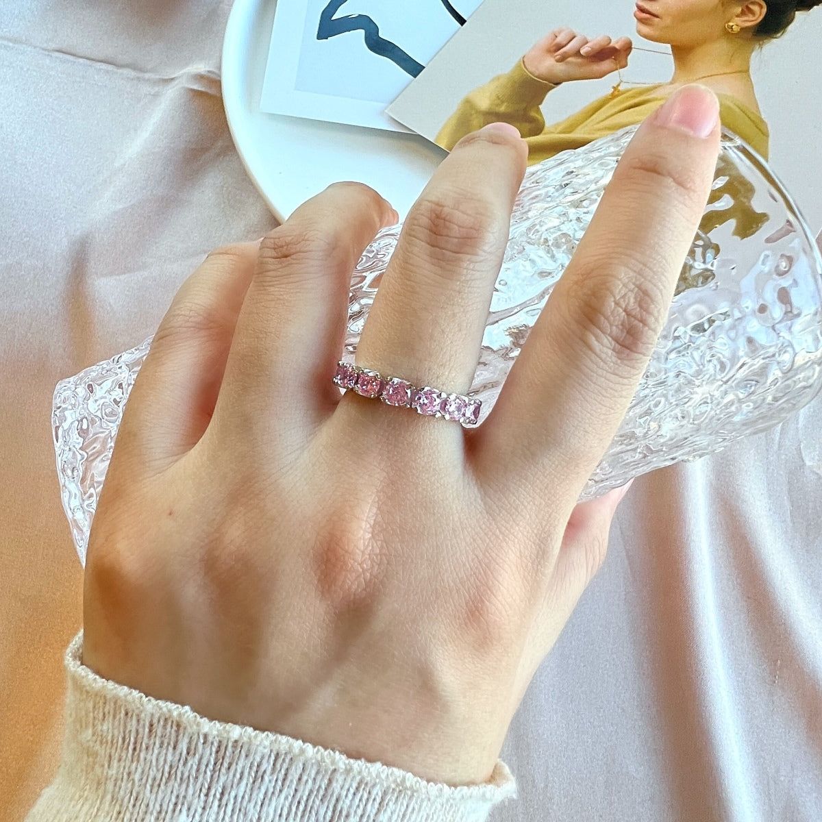 [Raffine] Anillo de tenis Eternity de corte redondo