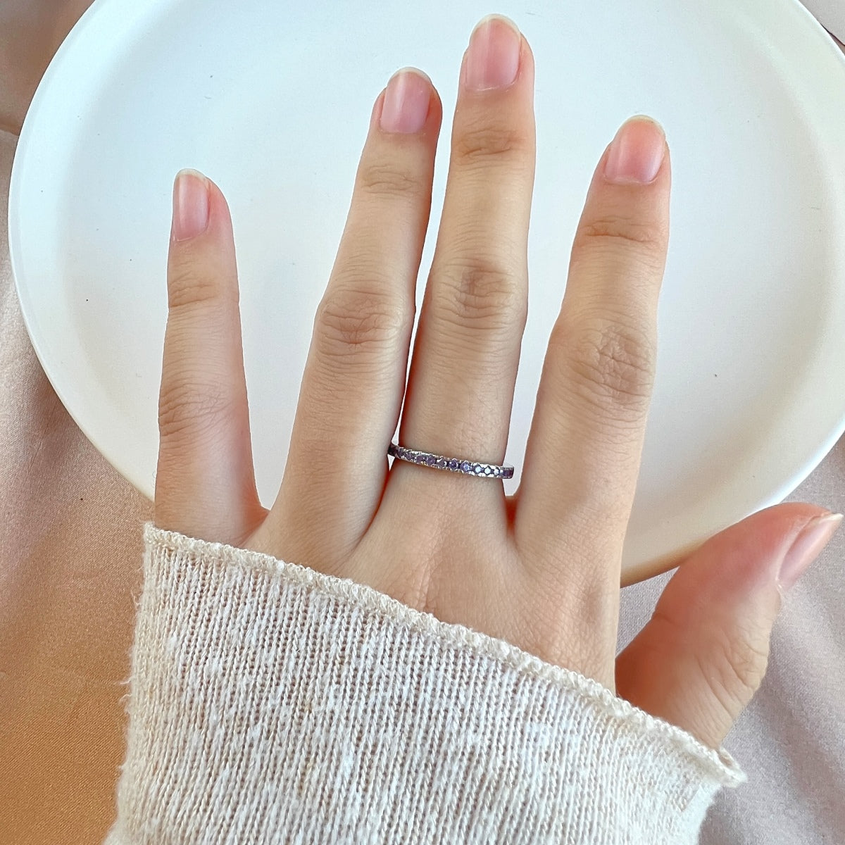 [Raffine] Anillo diario delicado y brillante de corte redondo