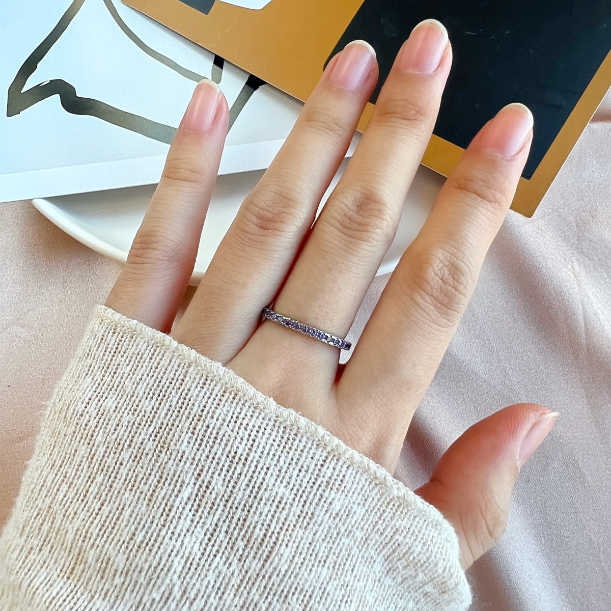 [Raffine] Anillo diario delicado y brillante de corte redondo