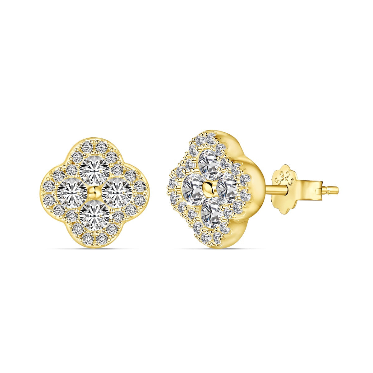 [Raffine]Boucles d'oreilles en forme de fleur de trèfle à quatre feuilles