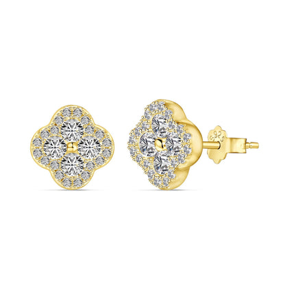 [Raffine]Boucles d'oreilles en forme de fleur de trèfle à quatre feuilles