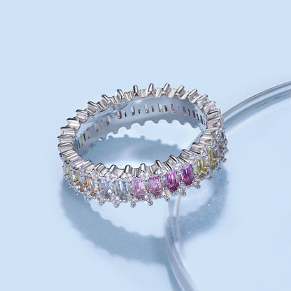 [Raffine] Anillo de cóctel con corte esmeralda adornado y llamativo