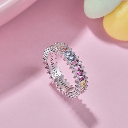[Raffine] Anillo de cóctel con corte esmeralda adornado y llamativo