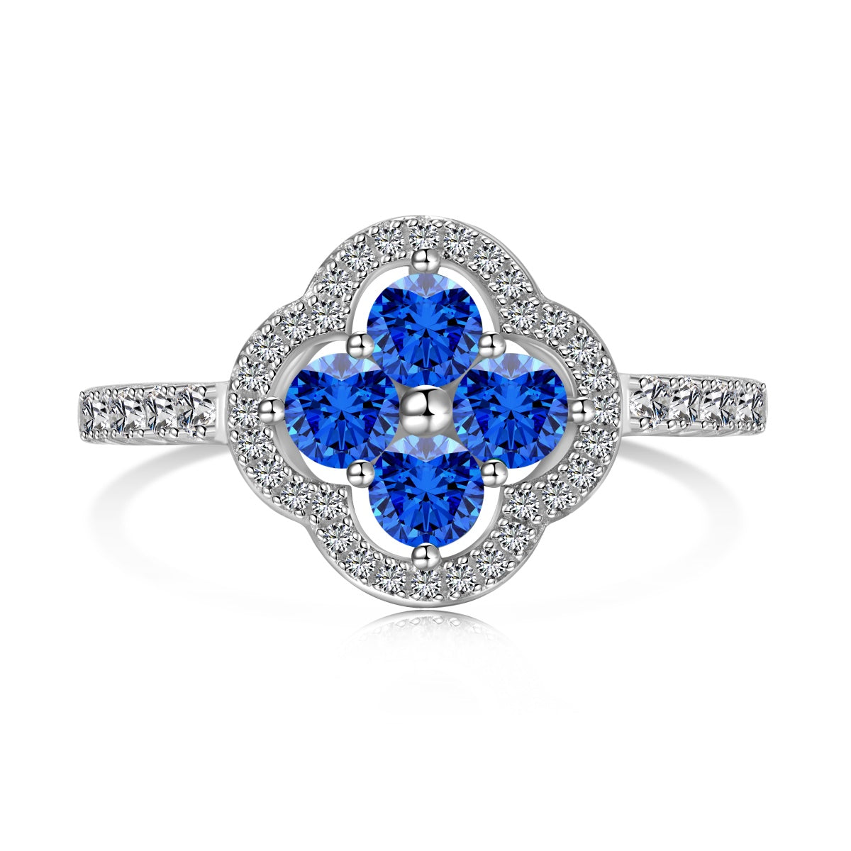 [Raffine] Anillo con diseño de flor de trébol de cuatro hojas