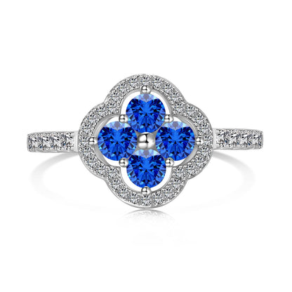 [Raffine] Anillo con diseño de flor de trébol de cuatro hojas