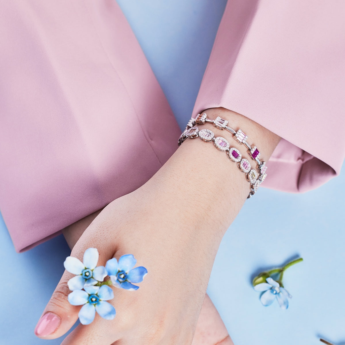 [Raffine]Pulsera diaria delicada y encantadora con corte esmeralda