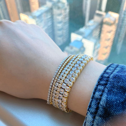 [Raffine] Pulsera de tenis con corte princesa radiante y brillante