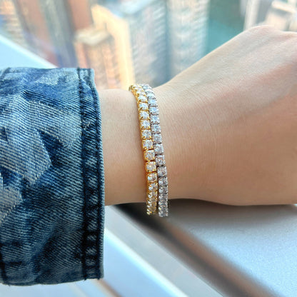 [Raffine] Pulsera de tenis con corte princesa radiante y brillante