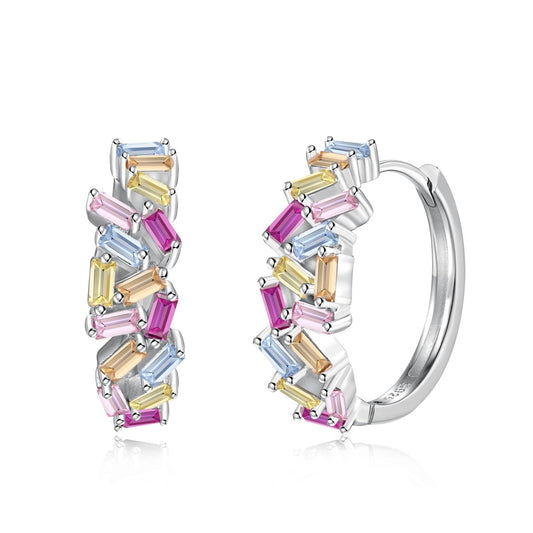 [Raffine]Dazzling Colorful Emerald Cut Daily Earrings