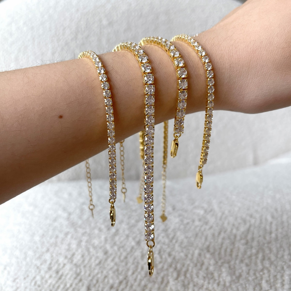 [Raffine] Pulsera de tenis con corte princesa radiante y brillante