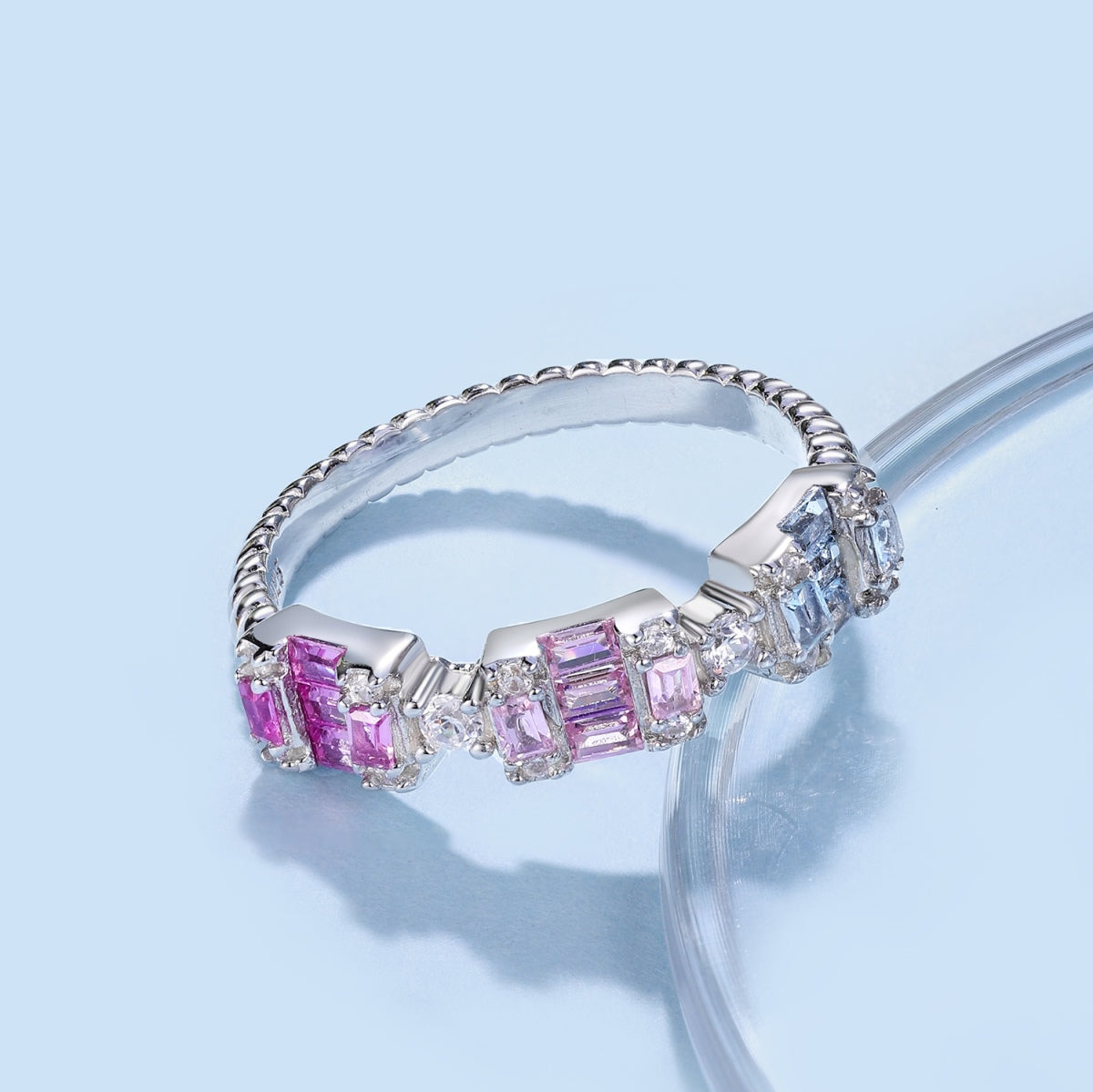 [Raffine] Anillo de fiesta único y colorido con corte esmeralda