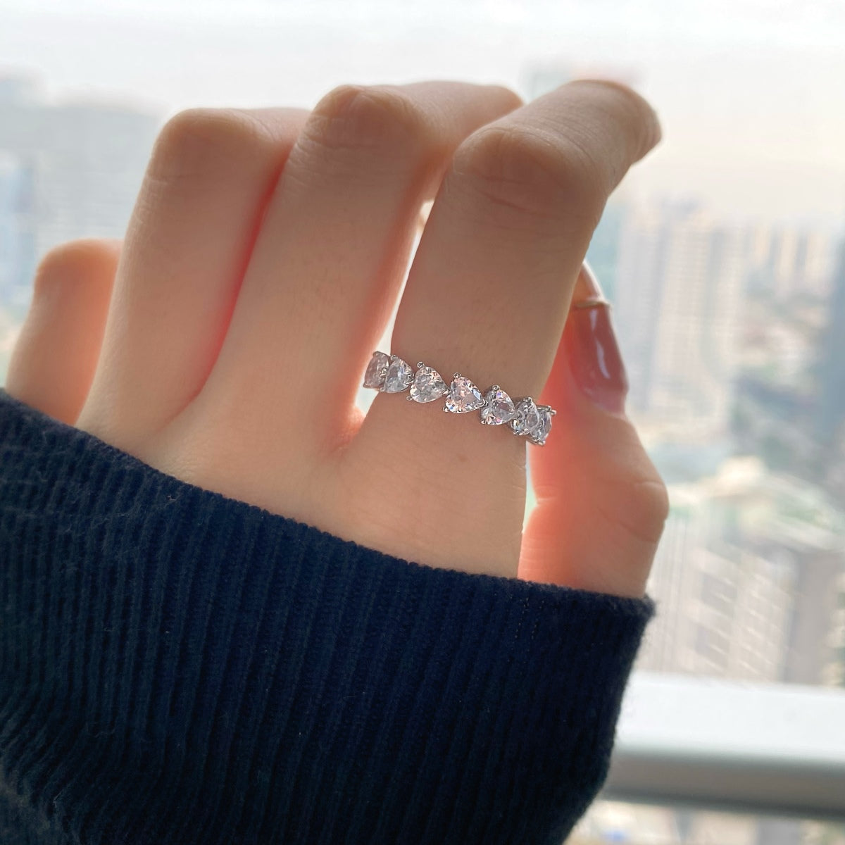[Raffine] Anillo de amor con corte de corazón radiante de 0,25 quilates