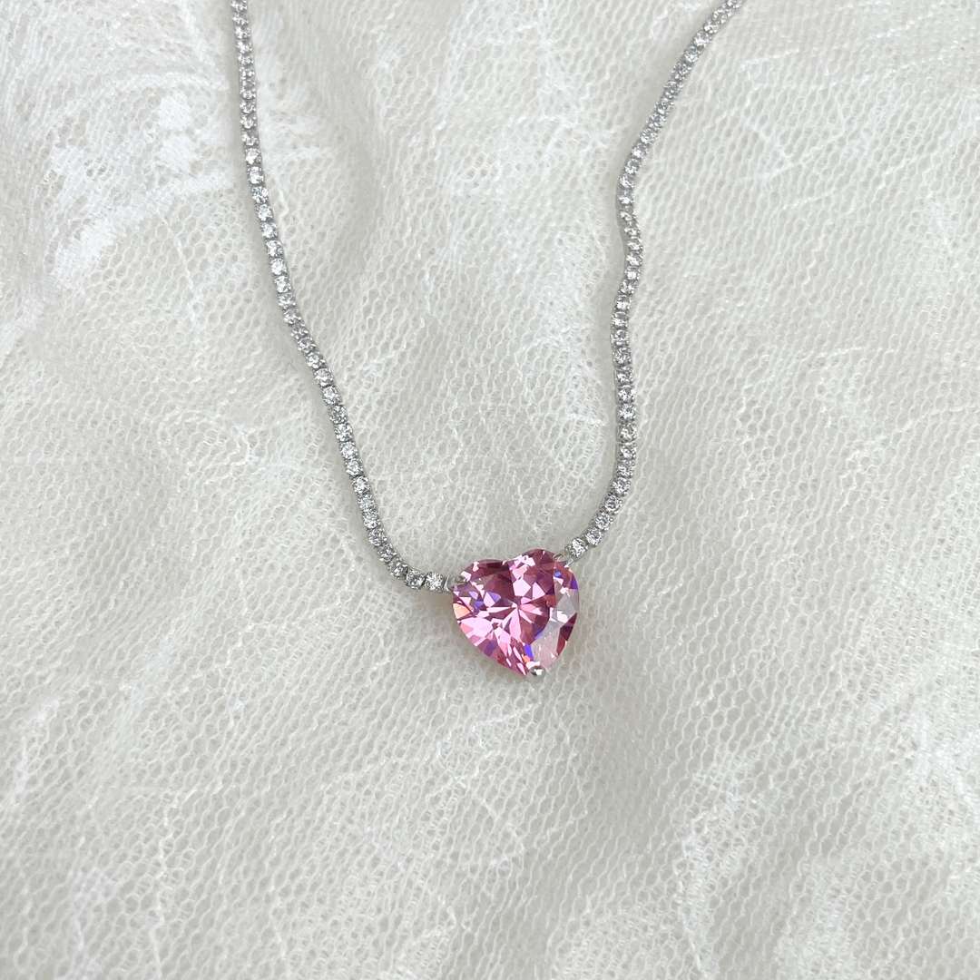 [Raffine] Collar de tenis con forma de corazón, versátil y colorido, de 8.0 quilates