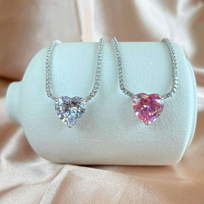 [Raffine] Collar de tenis con forma de corazón, versátil y colorido, de 8.0 quilates