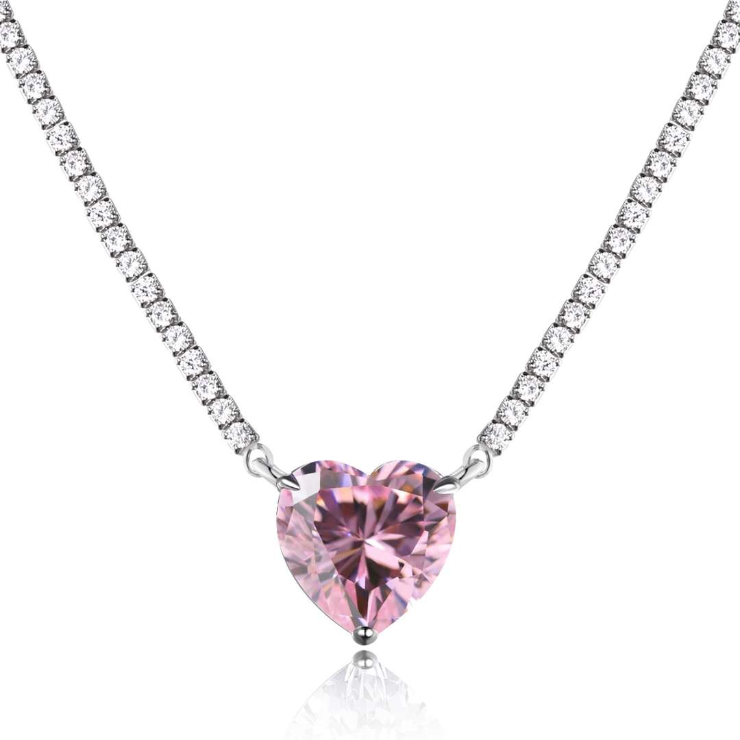 [Raffine] Collar de tenis con forma de corazón, versátil y colorido, de 8.0 quilates