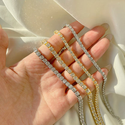 [Raffine] Pulsera de tenis con corte princesa radiante y brillante
