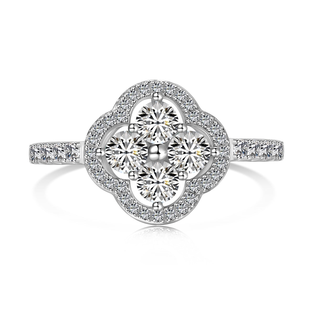 [Raffine] Anillo con diseño de flor de trébol de cuatro hojas