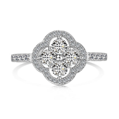 [Raffine] Anillo con diseño de flor de trébol de cuatro hojas