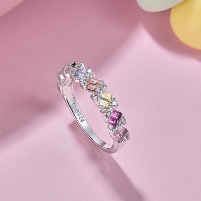 [Raffine] Anillo diario delicado con corte esmeralda vibrante