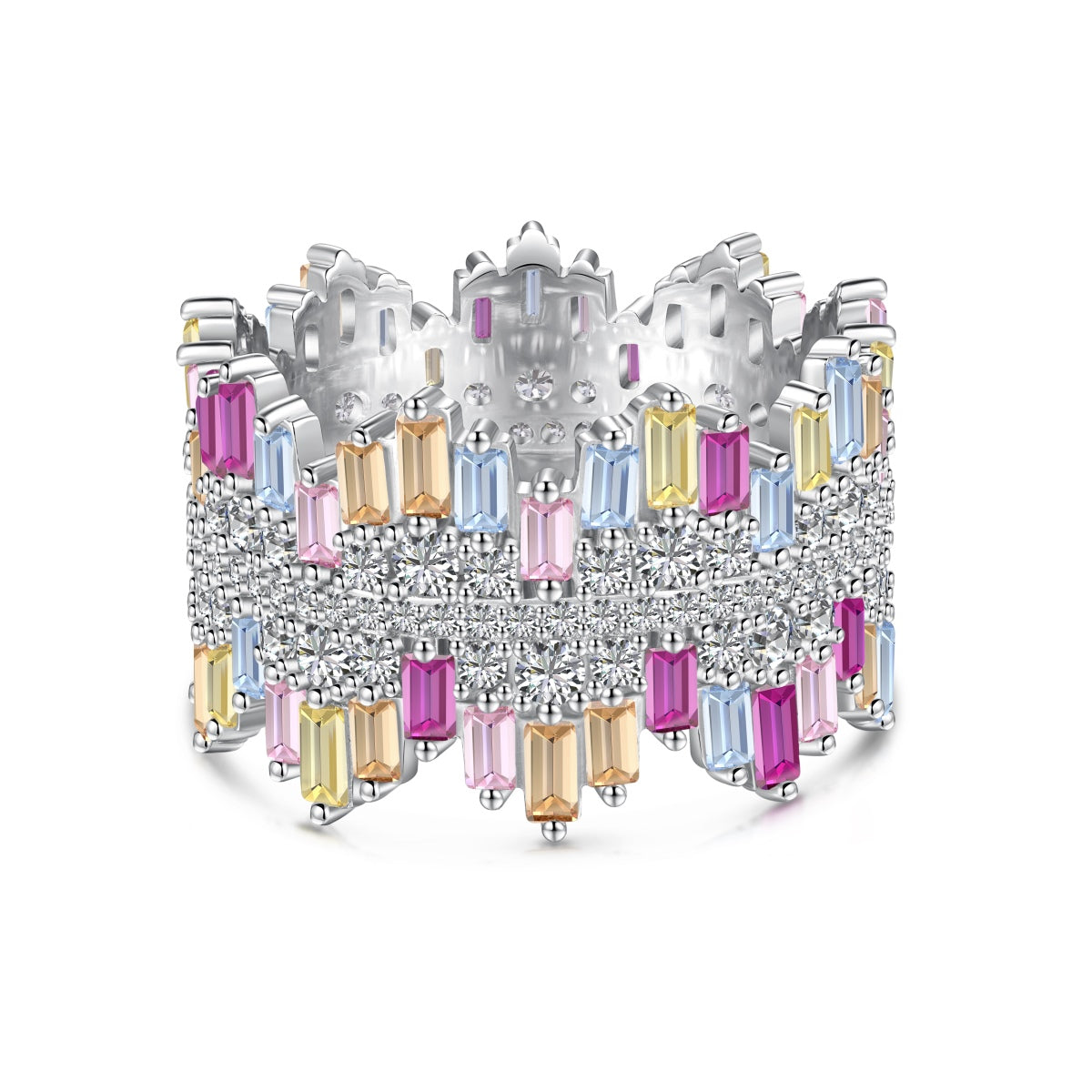 [Raffine] Anillo de lujo con corte radiante y colorido para uso diario