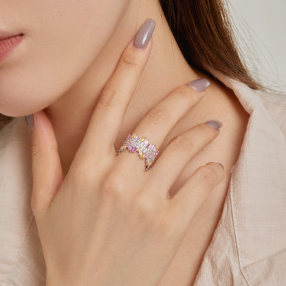 [Raffine] Anillo de lujo con corte radiante y colorido para uso diario