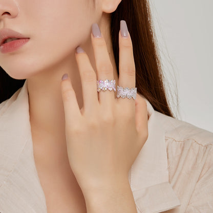 [Raffine] Anillo de lujo con corte radiante y colorido para uso diario