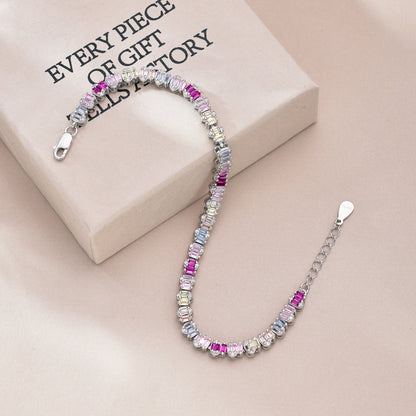 [Raffine] Delicada pulsera de fiesta con corte esmeralda colorido