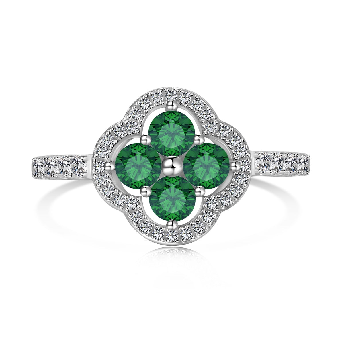 [Raffine] Anillo con diseño de flor de trébol de cuatro hojas