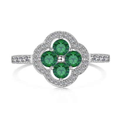 [Raffine] Anillo con diseño de flor de trébol de cuatro hojas