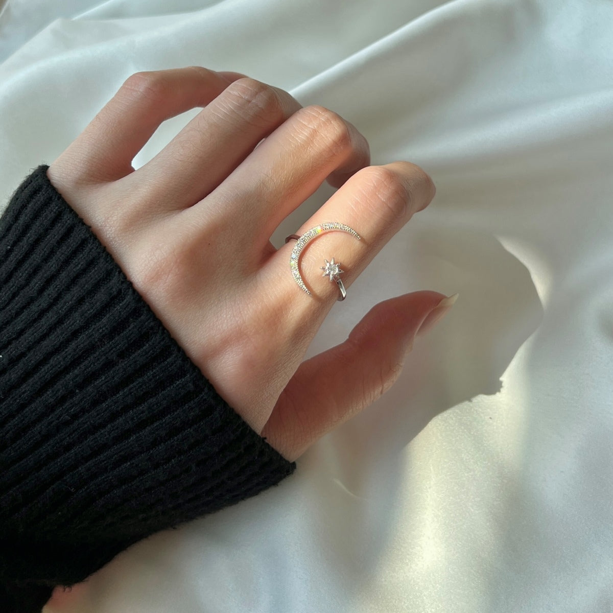 [Raffine]Anillo de luna y estrella de la eternidad