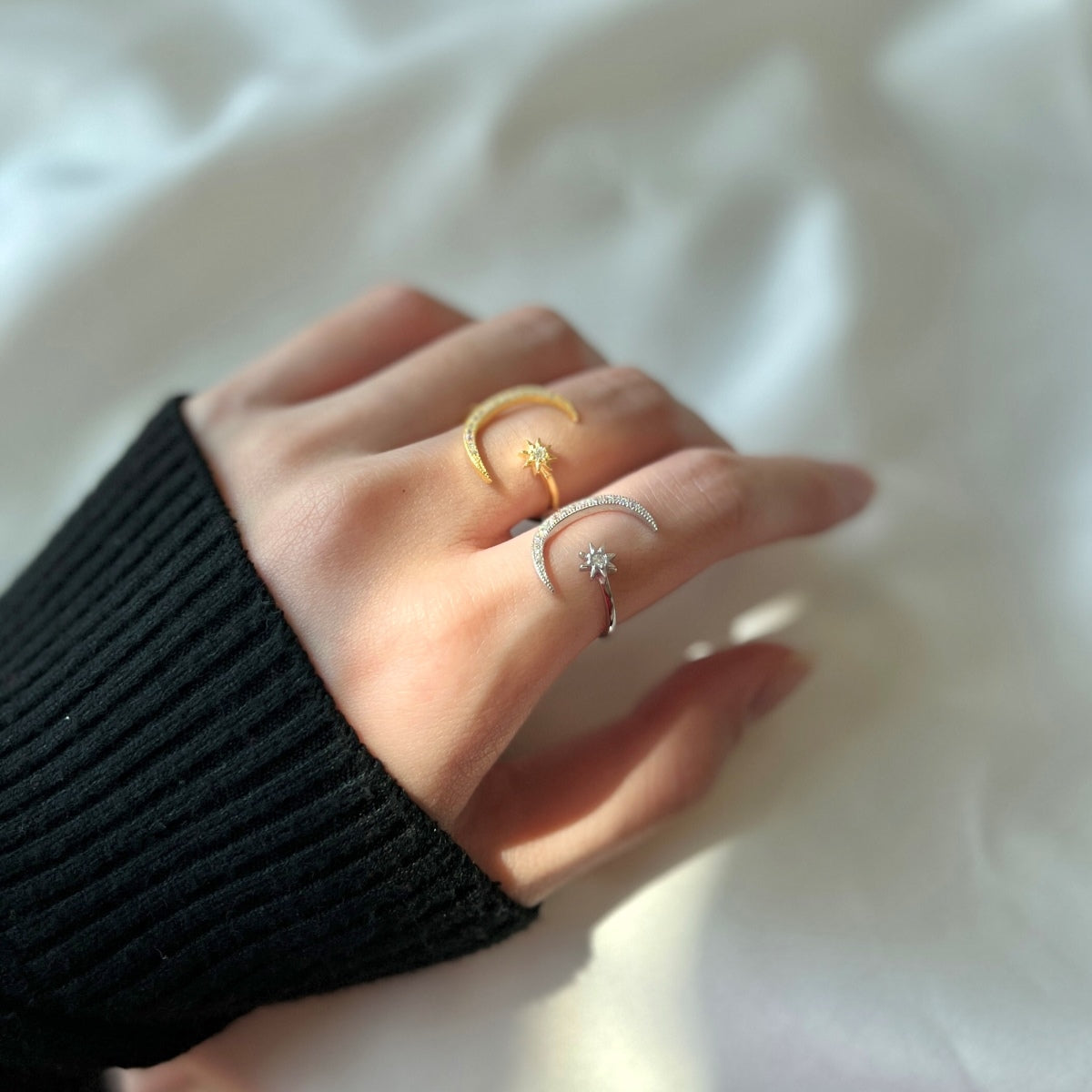 [Raffine]Anillo de luna y estrella de la eternidad