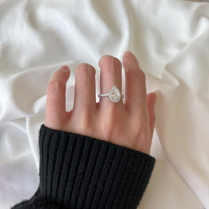 [Raffine] Anillo de bodas lujoso y resplandeciente de 1,0 quilates con forma de gota de agua