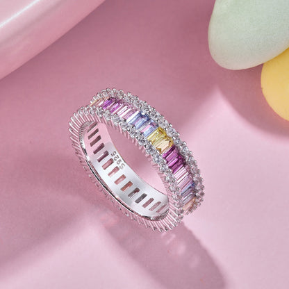 [Raffine] Anillo diario delicado con corte esmeralda caleidoscópico