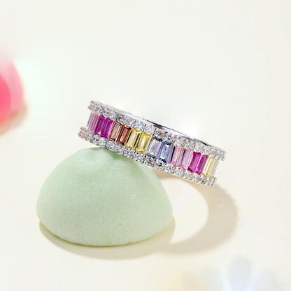 [Raffine] Anillo diario delicado con corte esmeralda caleidoscópico