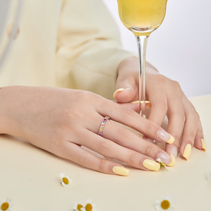 [Raffine] Anillo de tenis de corte redondo deslumbrante y brillante