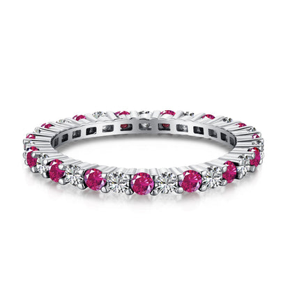 [Raffine] Exquisito anillo de tenis de corte redondo colorido