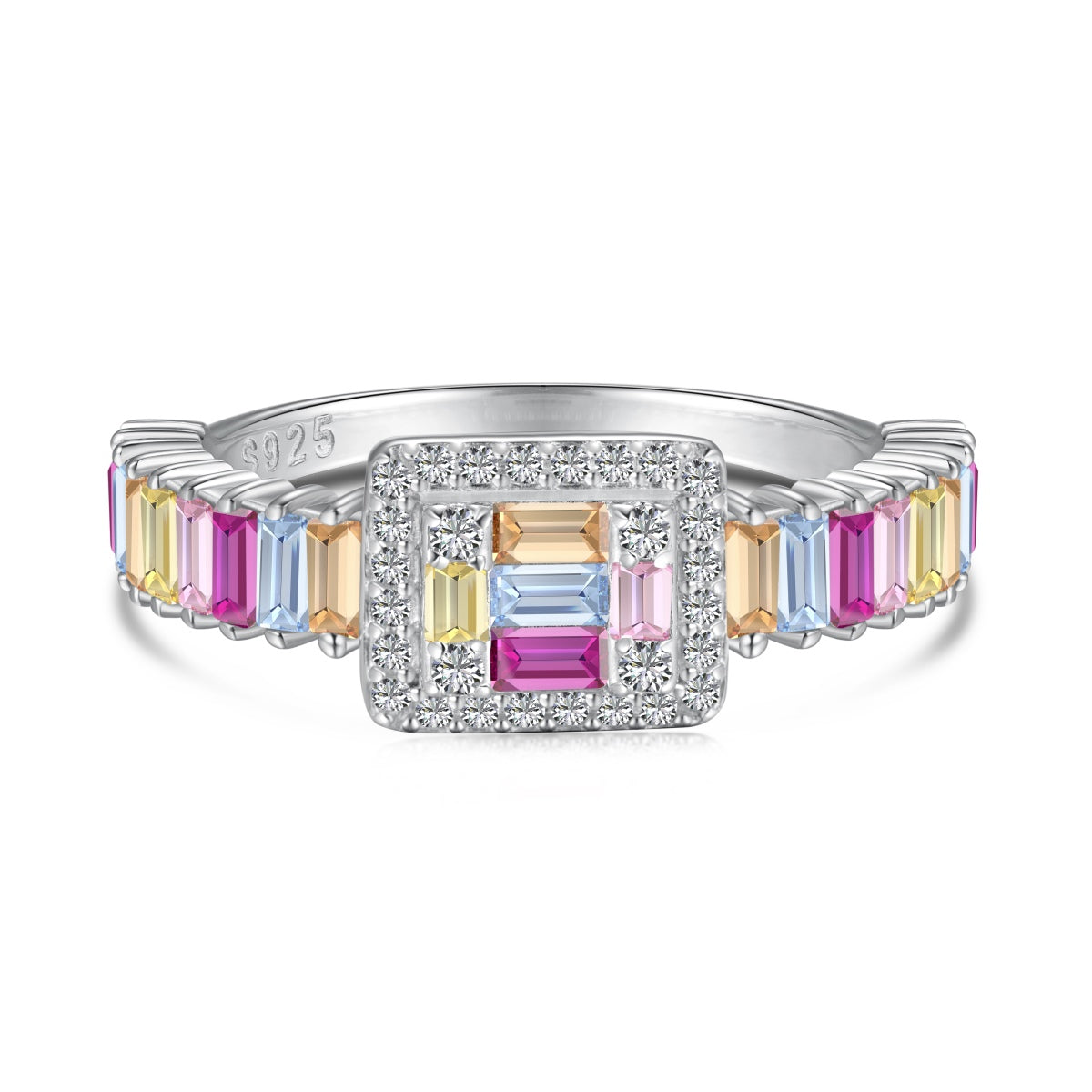 [Raffine] Exquisito anillo de fiesta con corte radiante y colorido