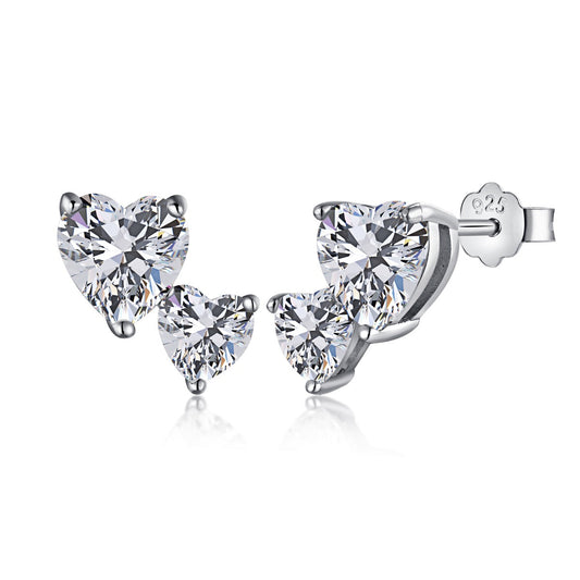 [Raffine]Double Heart-Shape Classic Princess Style Earrings