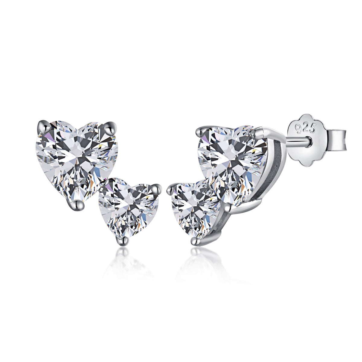 [Raffine]Double Heart-Shape Classic Princess Style Earrings
