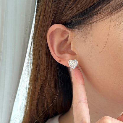 [Raffine]Sparkling Heart Shape Lover Earrings