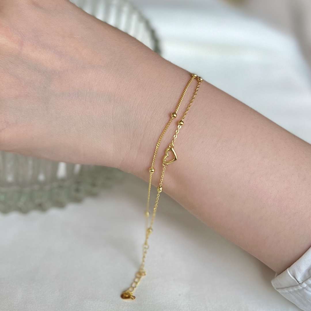 [Raffine] Delicada pulsera de corazón de amor de doble capa