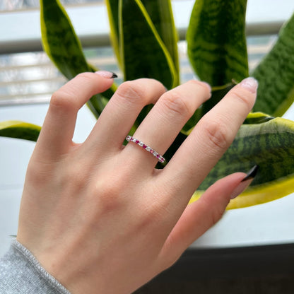 [Raffine] Exquisito anillo de tenis de corte redondo colorido