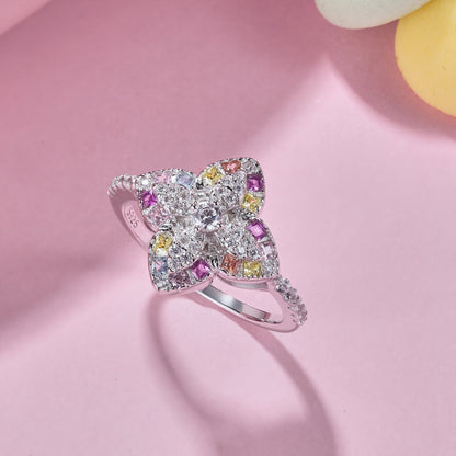 [Raffine] Anillo de banquete lujoso con forma de flor colorida