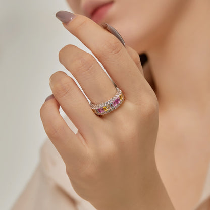 [Raffine] Anillo diario delicado y colorido con corte radiante