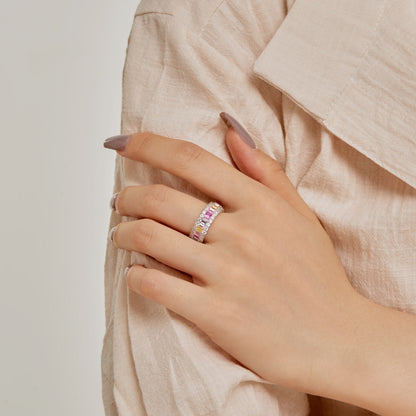 [Raffine] Anillo diario delicado y colorido con corte radiante